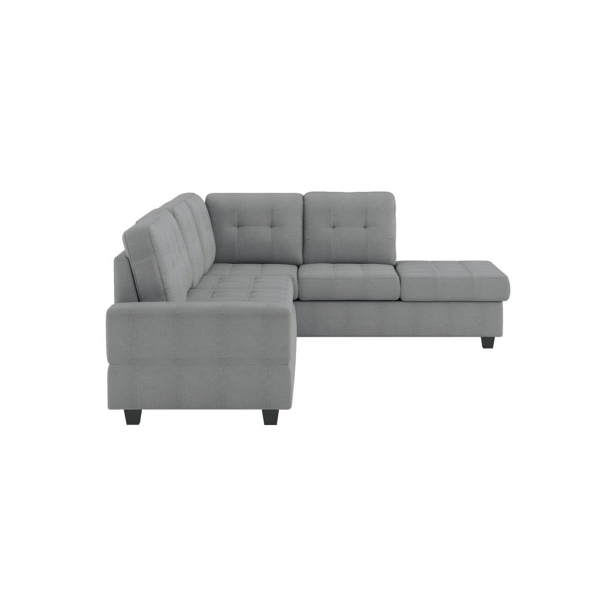 Side perspective of sectional sofa