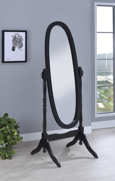 Foyet Oval Cheval Mirror Black front view