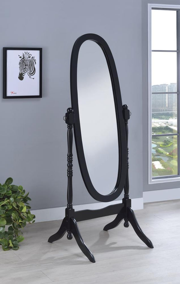 Foyet Oval Cheval Mirror Black front view