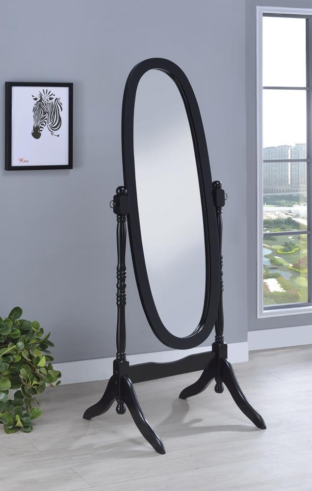Foyet Oval Cheval Mirror Black front view