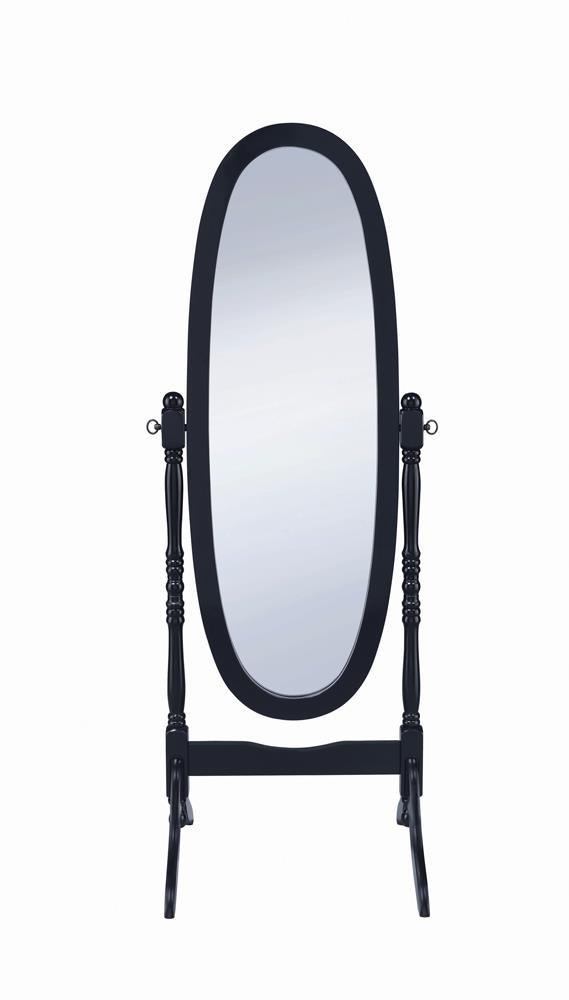 Detail of swivel base and curved legs on Foyet Oval Cheval Mirror
