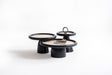 Romena Black Travertine big coffee table front view