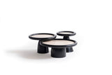Romena Black Travertine middle coffee table side angle
