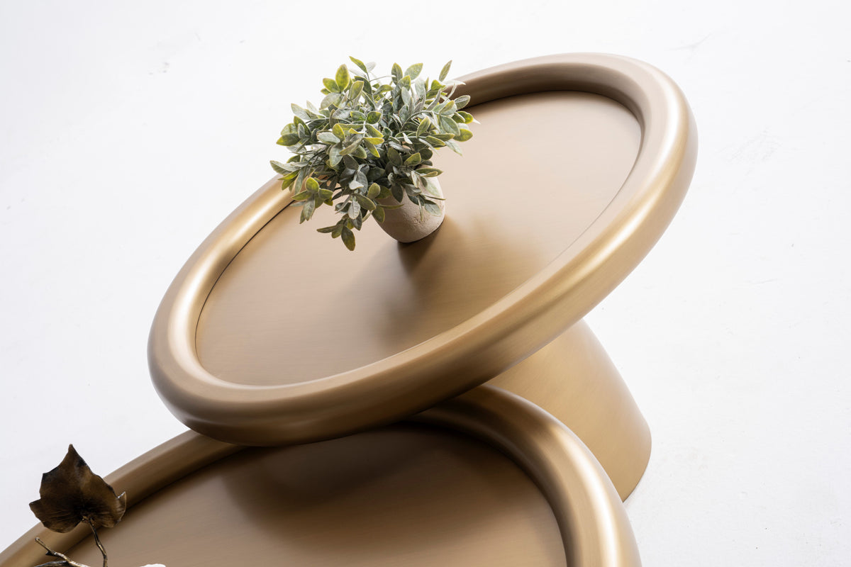 Stacked Romena Coffee Tables showing size differences