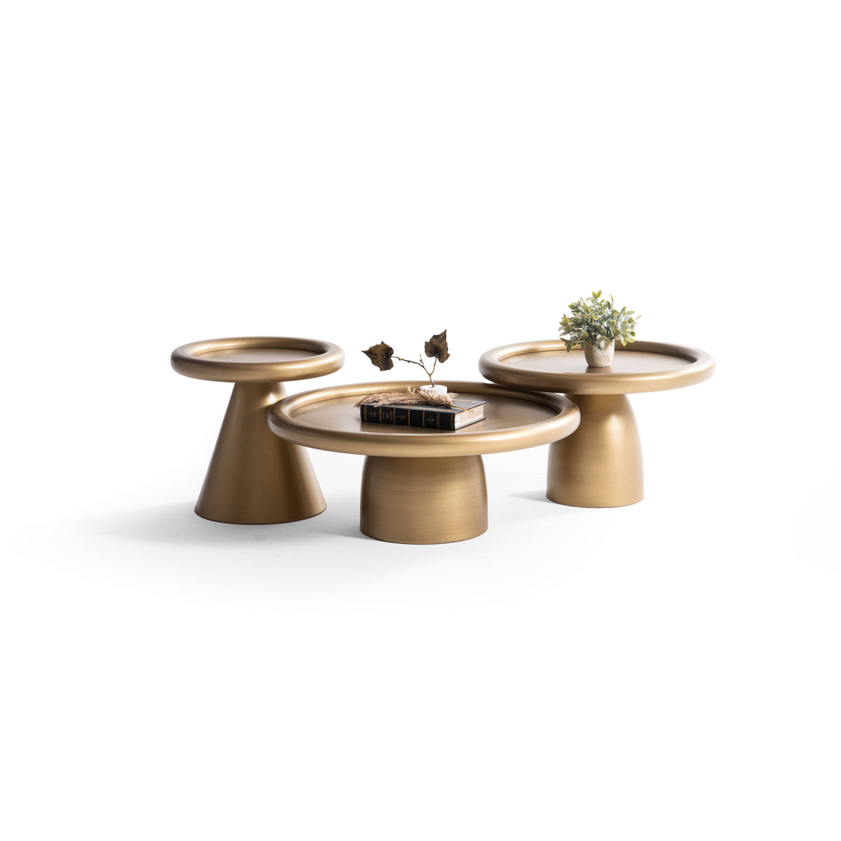 Close-up of gold finish on Romena Coffee Table Set