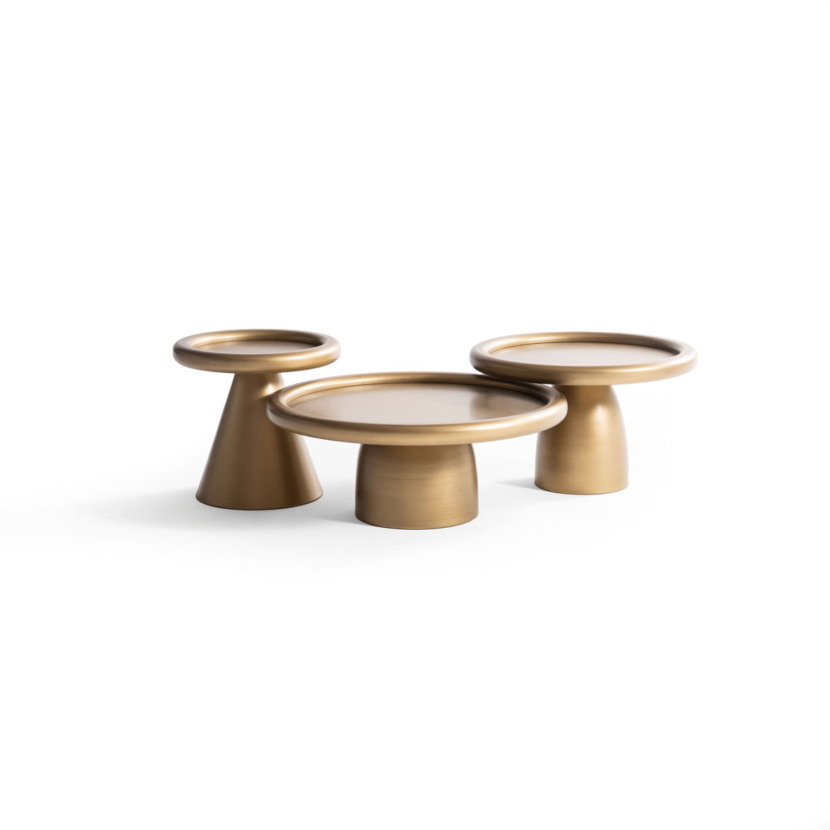 Romena Gold 3-Piece Coffee Table Set angled side view
