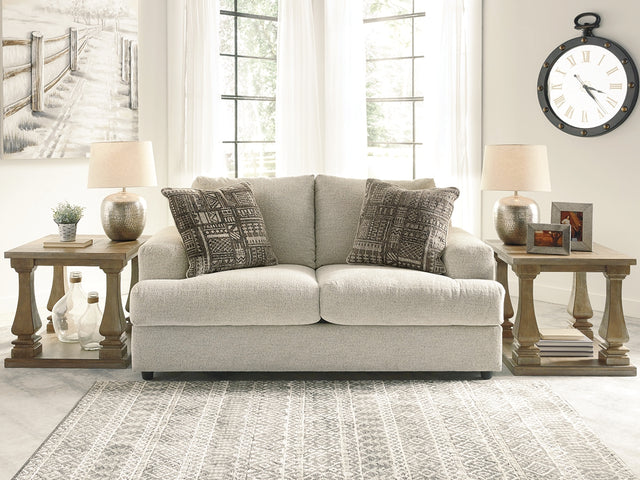 Soletren Stone Chenille Loveseat front angle view