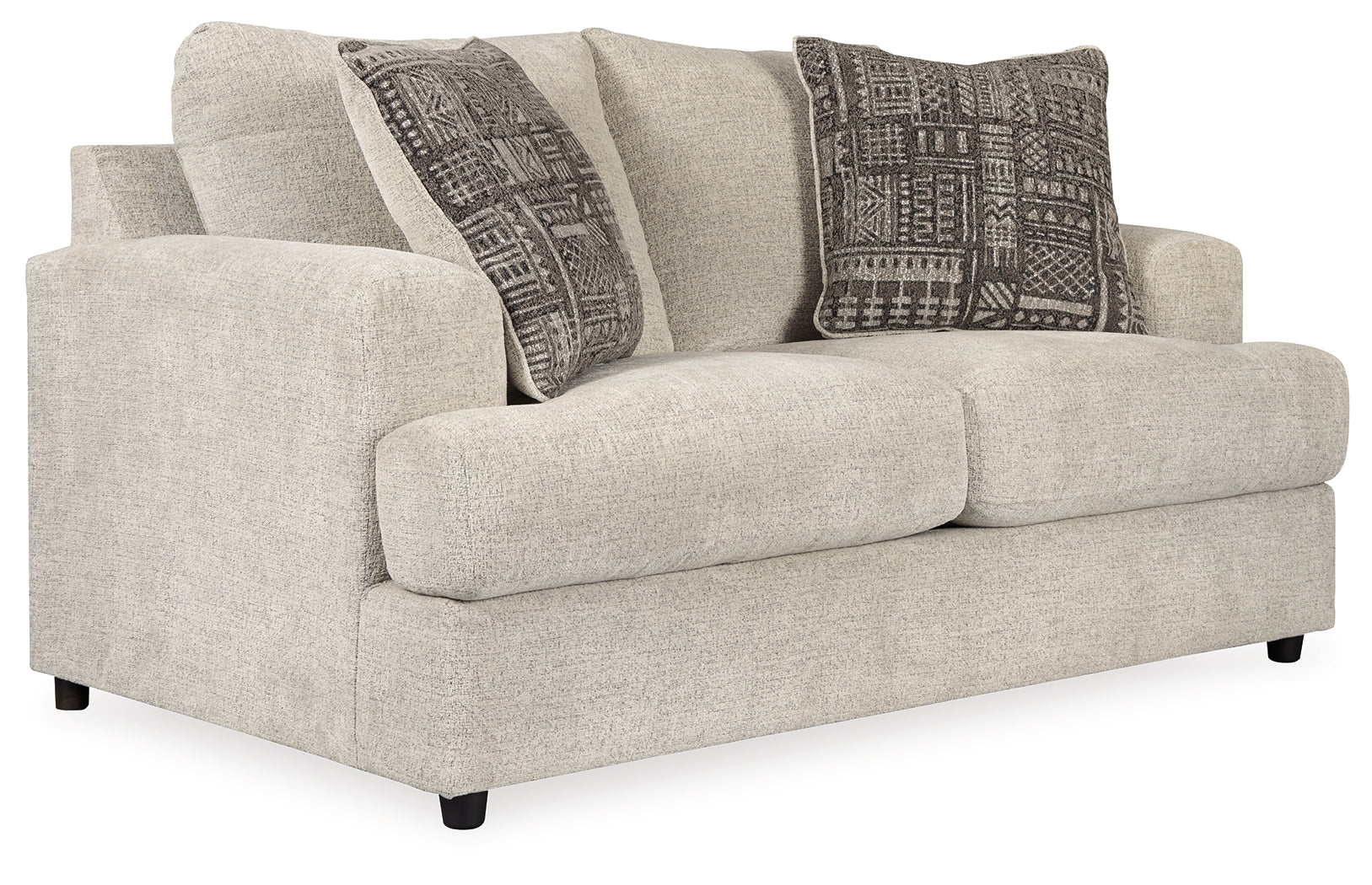 Side view of Soletren Stone loveseat