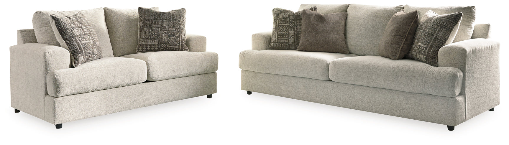 Side view of Soletren Stone Sofa and Loveseat set