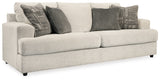 Side angle of Soletren sofa sleeper with exposed faux wood feet