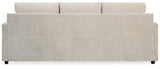 Side-back view of Soletren Stone chenille sofa