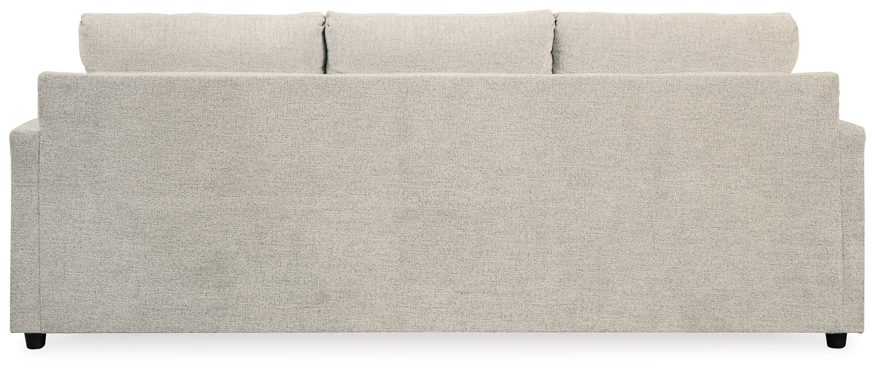 Side-back view of Soletren Stone chenille sofa