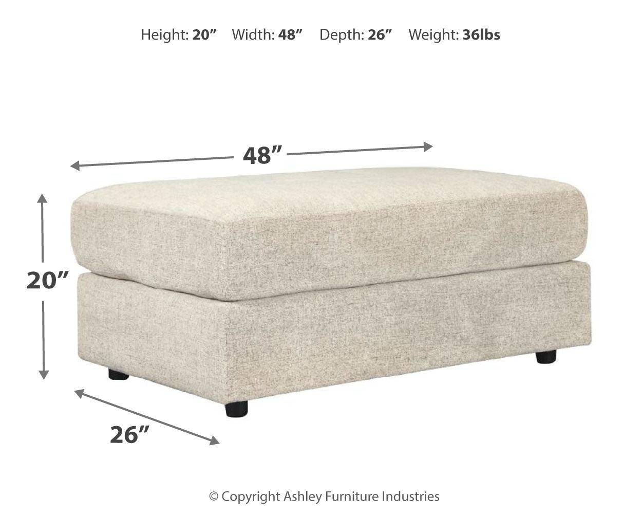 Soletren Stone Chenille Oversized Ottoman side view