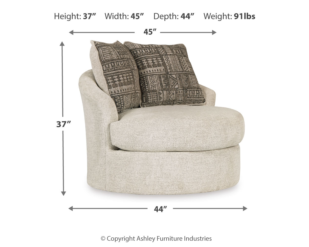 Side perspective of loveseat