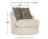 Dimension diagram of Soletren Stone Chenille Swivel Accent Chair
