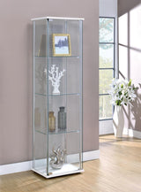 Bellatrix White Rectangular 4-Shelf Curio Cabinet front view