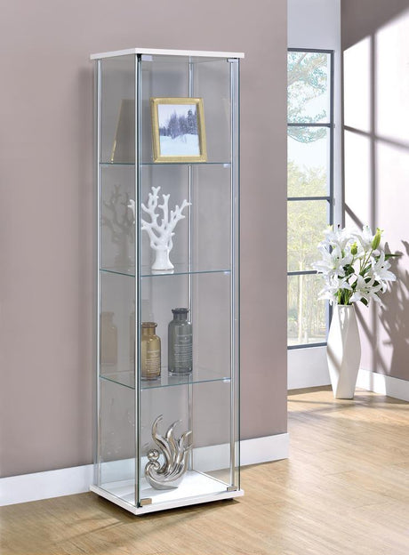 Bellatrix White Rectangular 4-Shelf Curio Cabinet front view