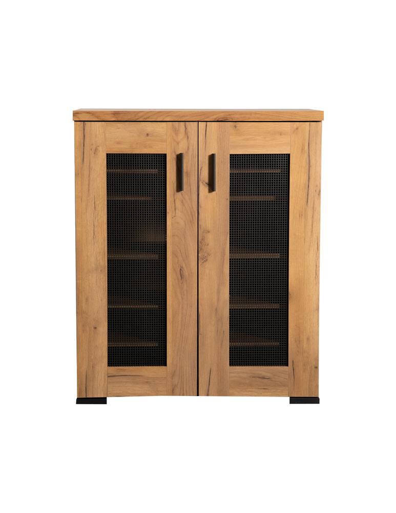 Open doors showing interior shelves of Bristol shoe cabinet