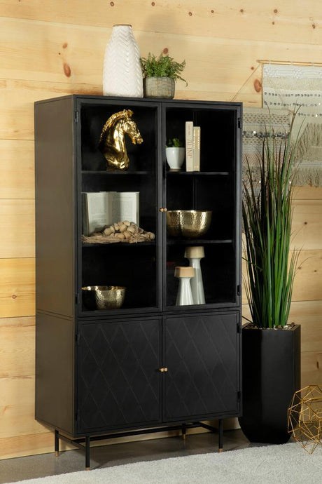 Santiago Rectangular 4-Door Cabinet matte black front angle