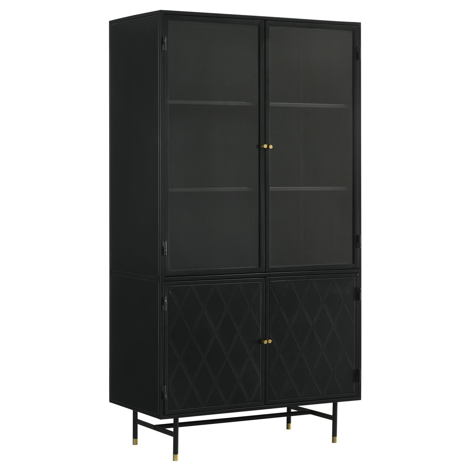 Tempered glass doors showing interior shelves