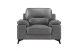 Close-up of top-grain leather upholstery on Mischa sofa