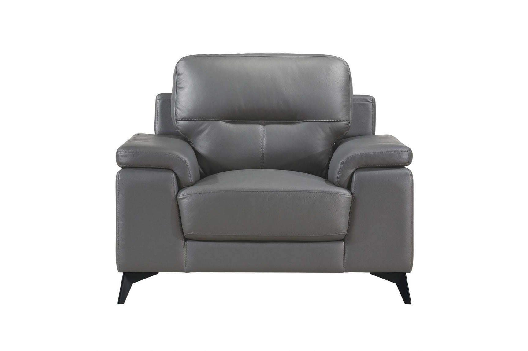 Close-up of top-grain leather upholstery on Mischa sofa