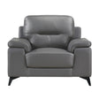 Mischa dark gray leather and faux leather accent chair front view