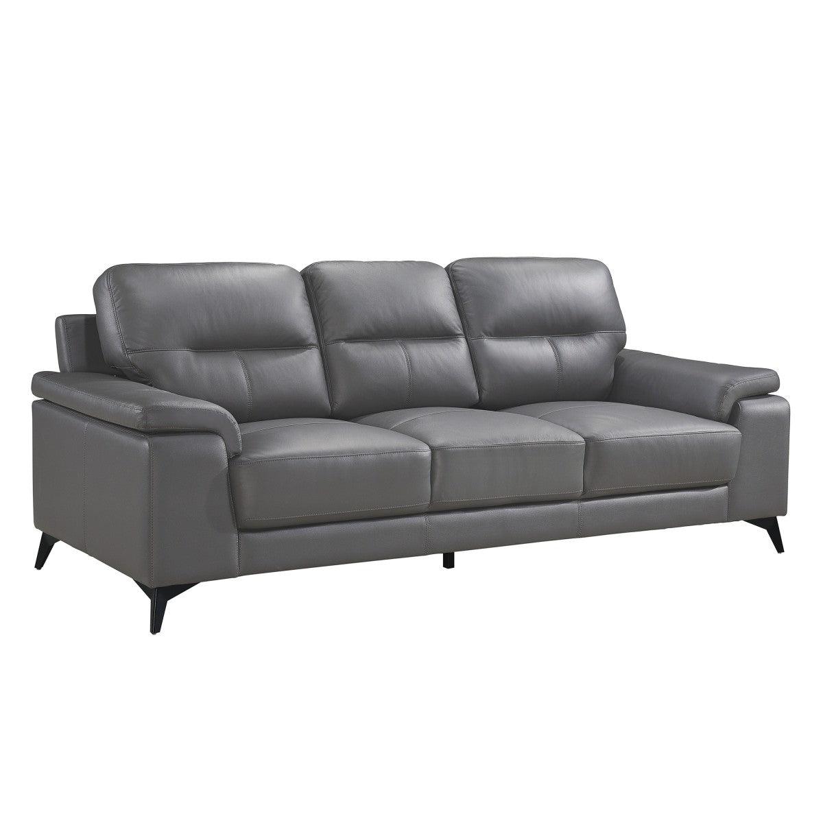 Side view of Mischa Dark Gray Leather Match Sofa