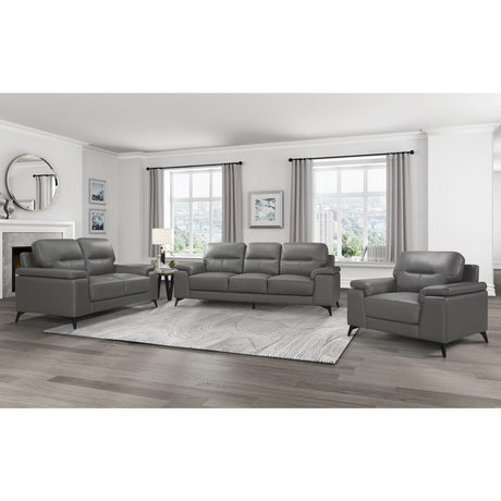Mischa Dark Gray Love Seat seating area showing plush cushions