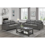 Close-up of seat cushions and pillow-top arms of Mischa Love Seat