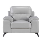 Mischa Silver Gray Faux Leather Accent Chair front angle