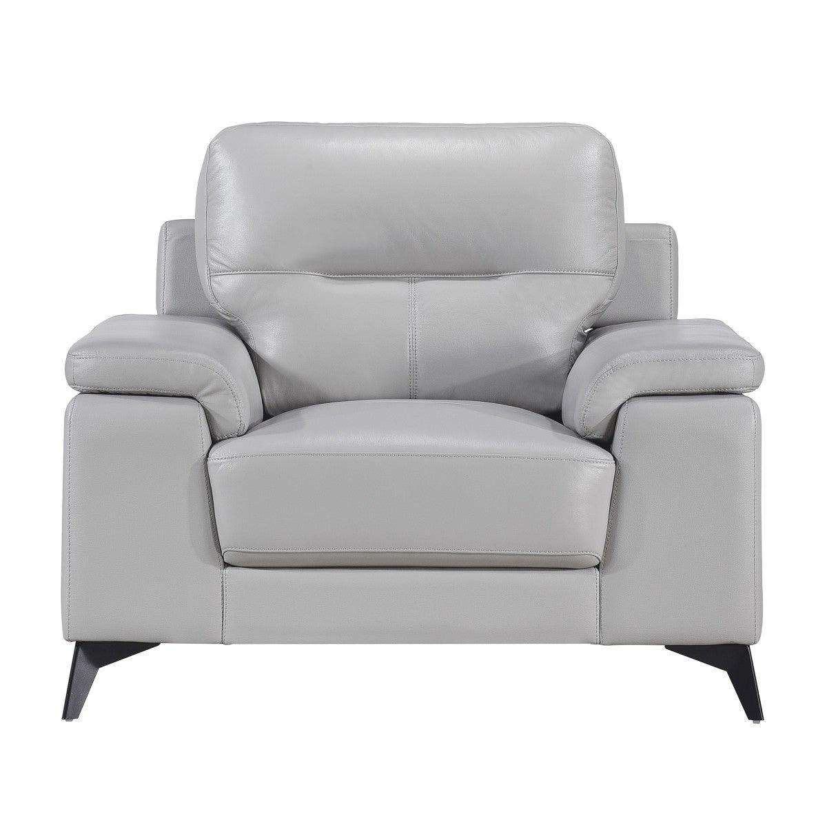 Mischa Silver Gray Faux Leather Accent Chair front angle