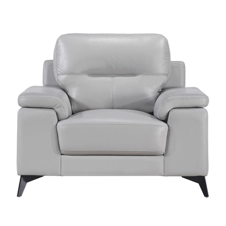 Mischa Silver Gray Faux Leather Accent Chair front angle