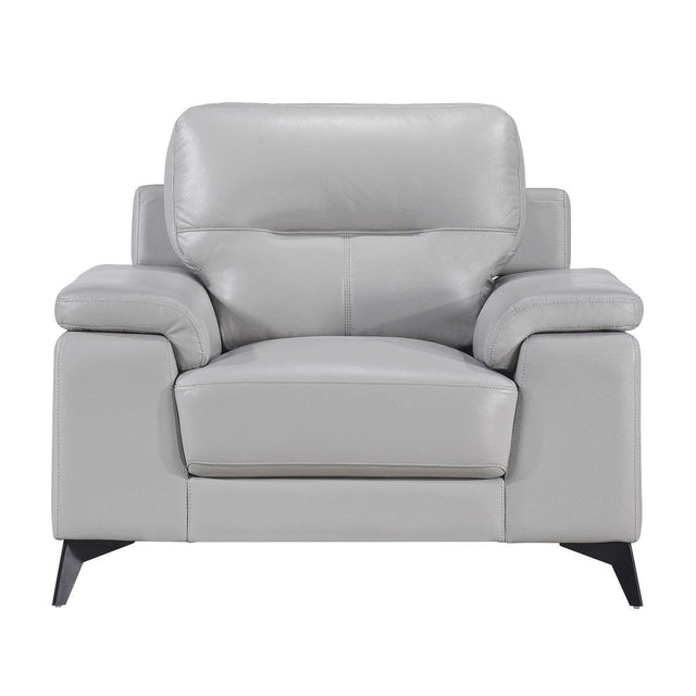 Mischa Silver Gray Faux Leather Accent Chair front angle