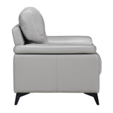 Rear side view of Mischa Silver Gray Faux Leather Accent Chair