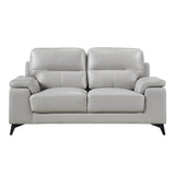 Mischa Silver Gray leather-blend love seat front angle
