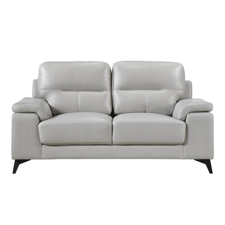 Mischa Silver Gray leather-blend love seat front angle