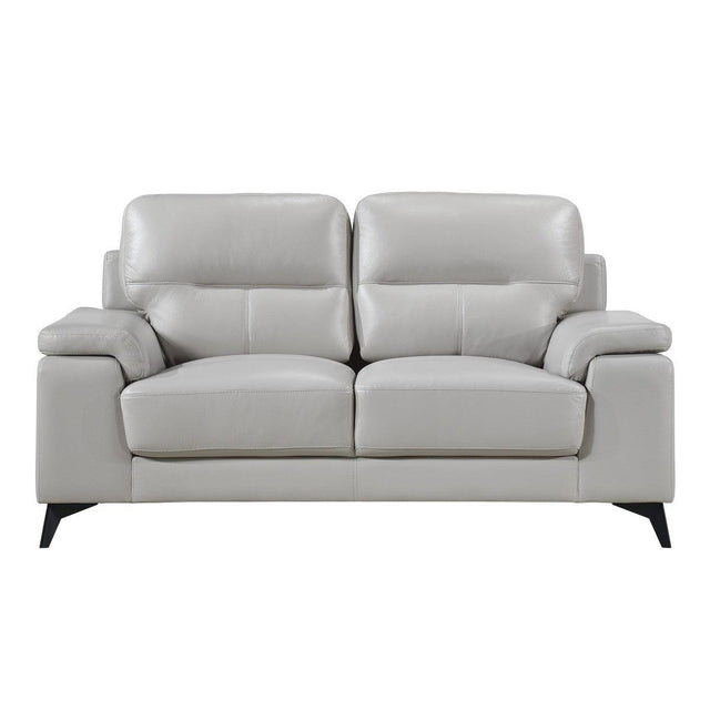 Mischa Silver Gray leather-blend love seat front angle