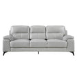Mischa Silver Gray Faux Leather Sofa front view
