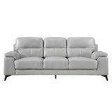 Mischa Silver Gray Faux Leather Sofa front view