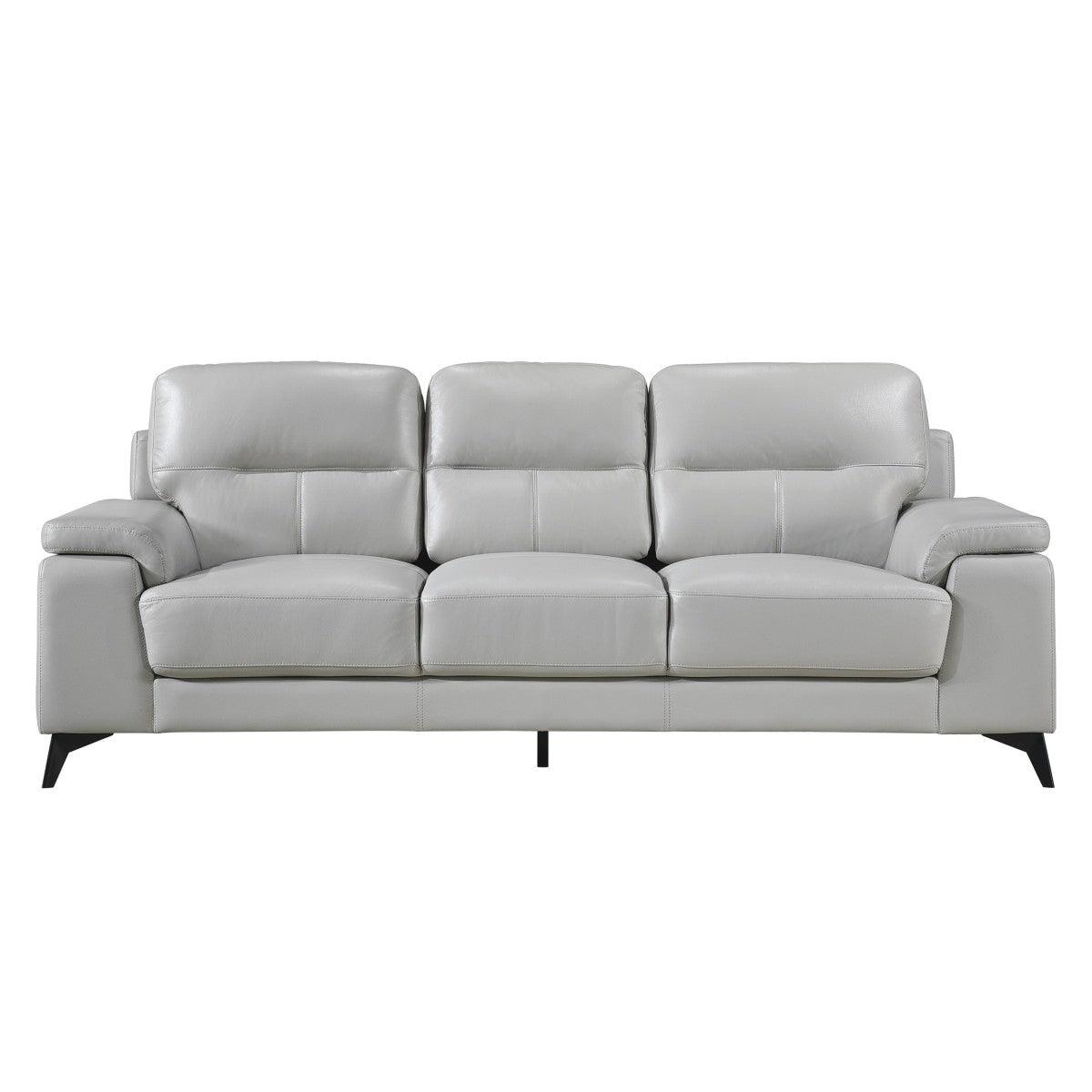 Mischa Silver Gray Faux Leather Sofa front view