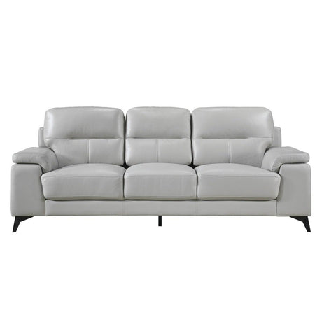 Mischa Silver Gray Faux Leather Sofa front view