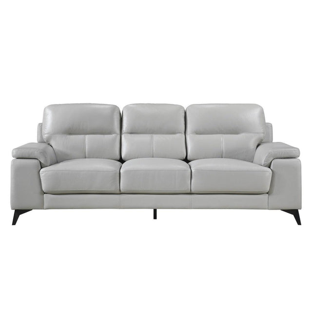 Mischa Silver Gray Faux Leather Sofa front view