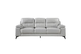 side view highlighting the craftsmanship of Mischa Silver loveseat