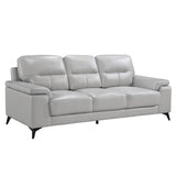 Mischa Silver Gray Faux Leather Sofa side view