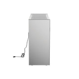 Edna silver mirrored acrylic console table corner view with shelf
