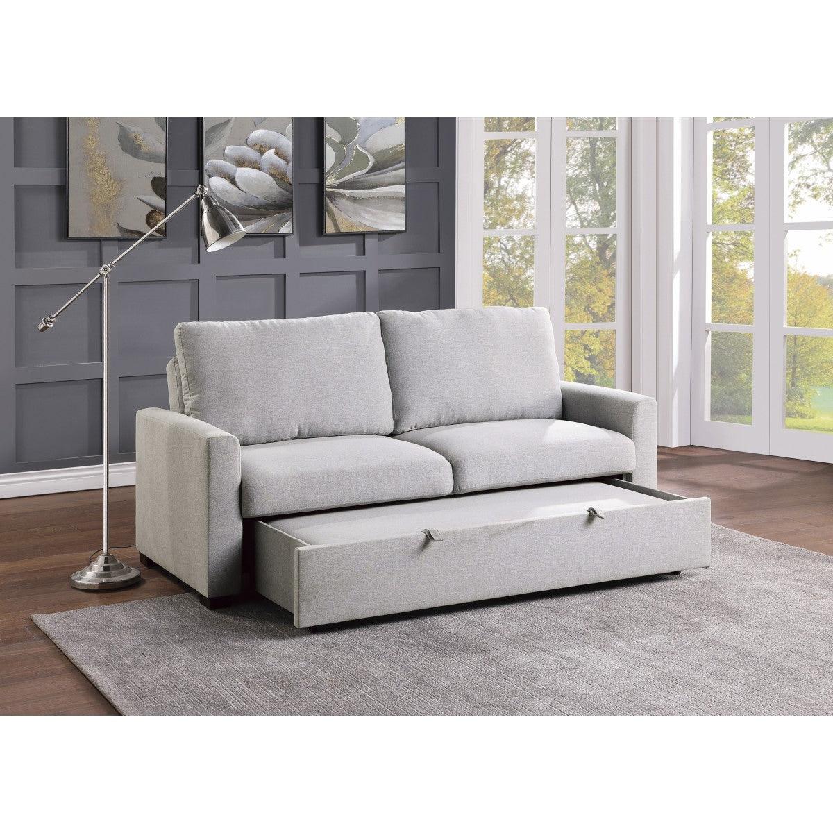Price Light Gray Convertible Studio Sofa open bed side view