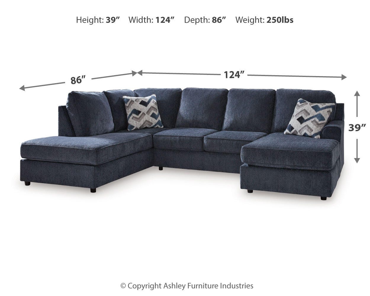 Albar Place Cobalt Chenille 2-Piece Sectional - image 5