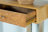 Close-up of drawer construction and wood grain