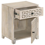 Front drawer open on August Accent Cabinet showing dovetail construction